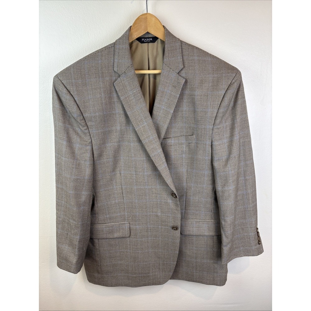 Jos A Bank Blazer Mens 48R Houndstooth Windowpane Wool Two Button Jacket